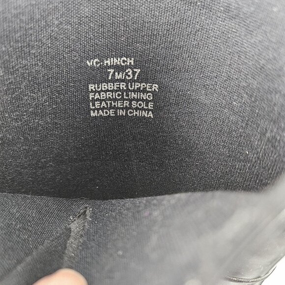 Vince Camuto Boots Womens Size 7 Black VC Hinch Rubber Rain Moto Gold Buckle - Picture 11 of 12